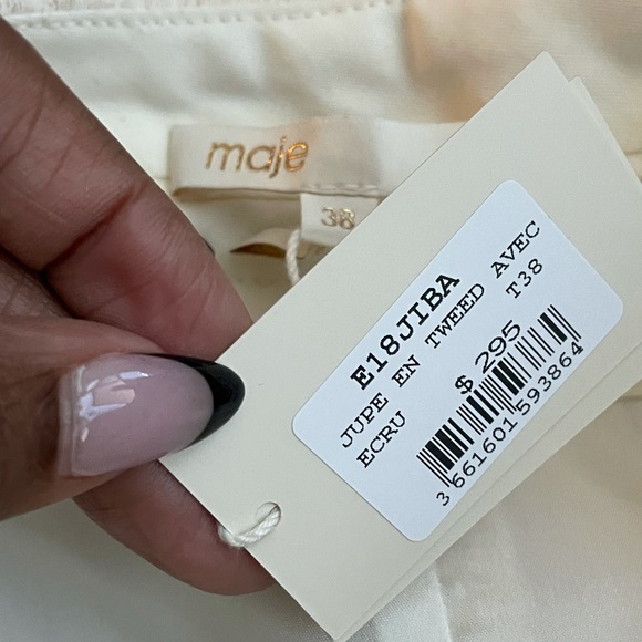 NWT Maje Jiba Button-up Skirt in Ecru Tweed - Picture 6 of 6
